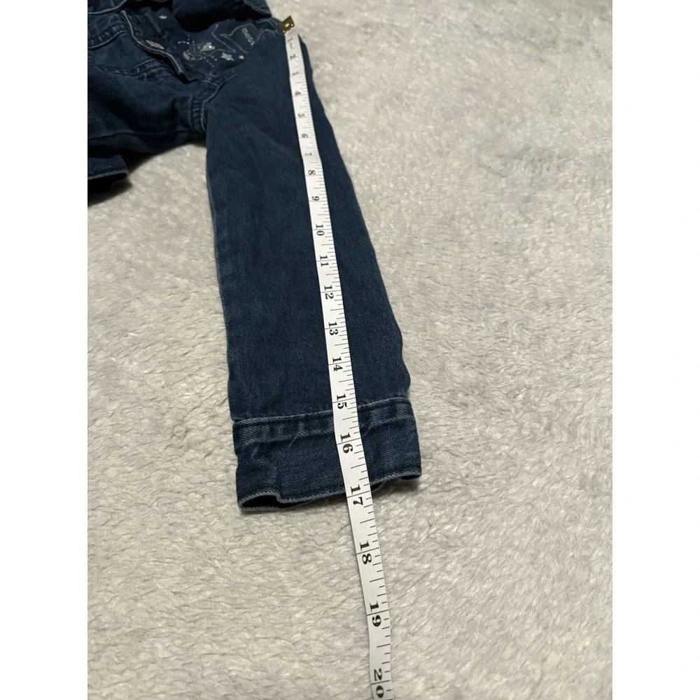 Gap Kids Girls Small Blue Denim Button Jacket Moto Kitten Cat Print